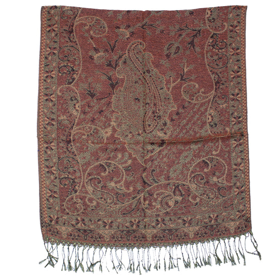 Reversible Rust Paisley Printed Pashmina