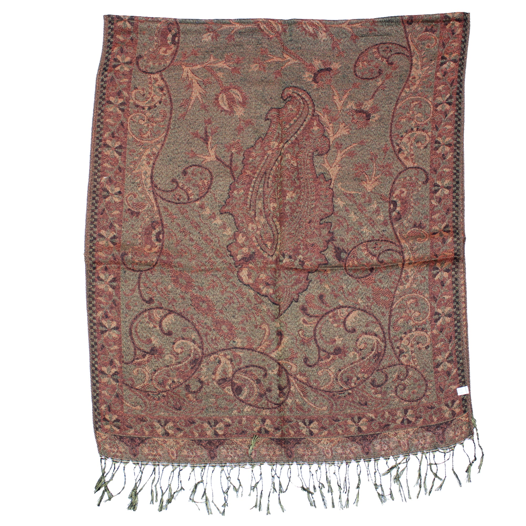 Reversible Rust Paisley Printed Pashmina