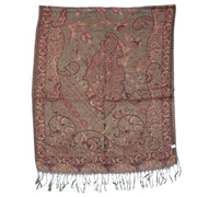 Reversible Rust & Olive Paisley Print Pashmina with Tassels