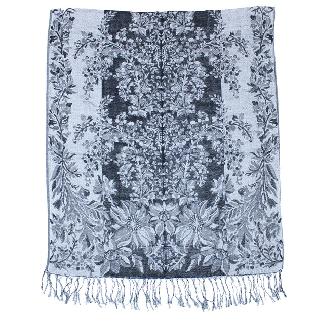 Reversible Flower Print Pashmina with Tassels