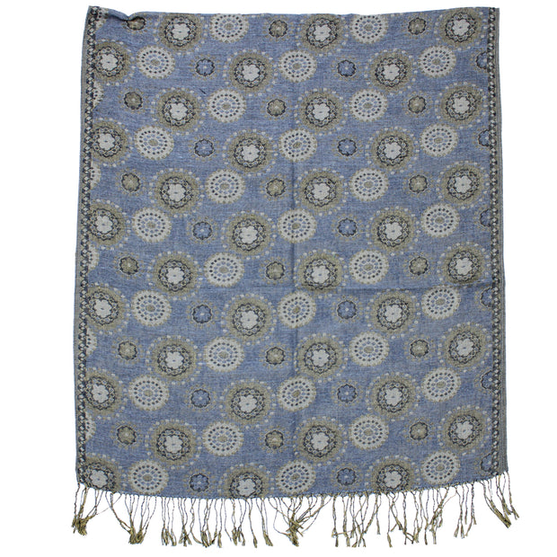 Reversible Concentric Circle Print Pashmina with Tassels