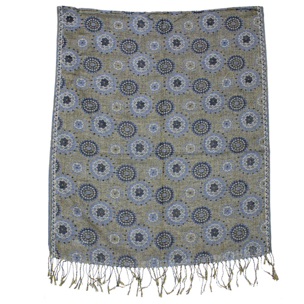Reversible Concentric Circle Print Pashmina with Tassels