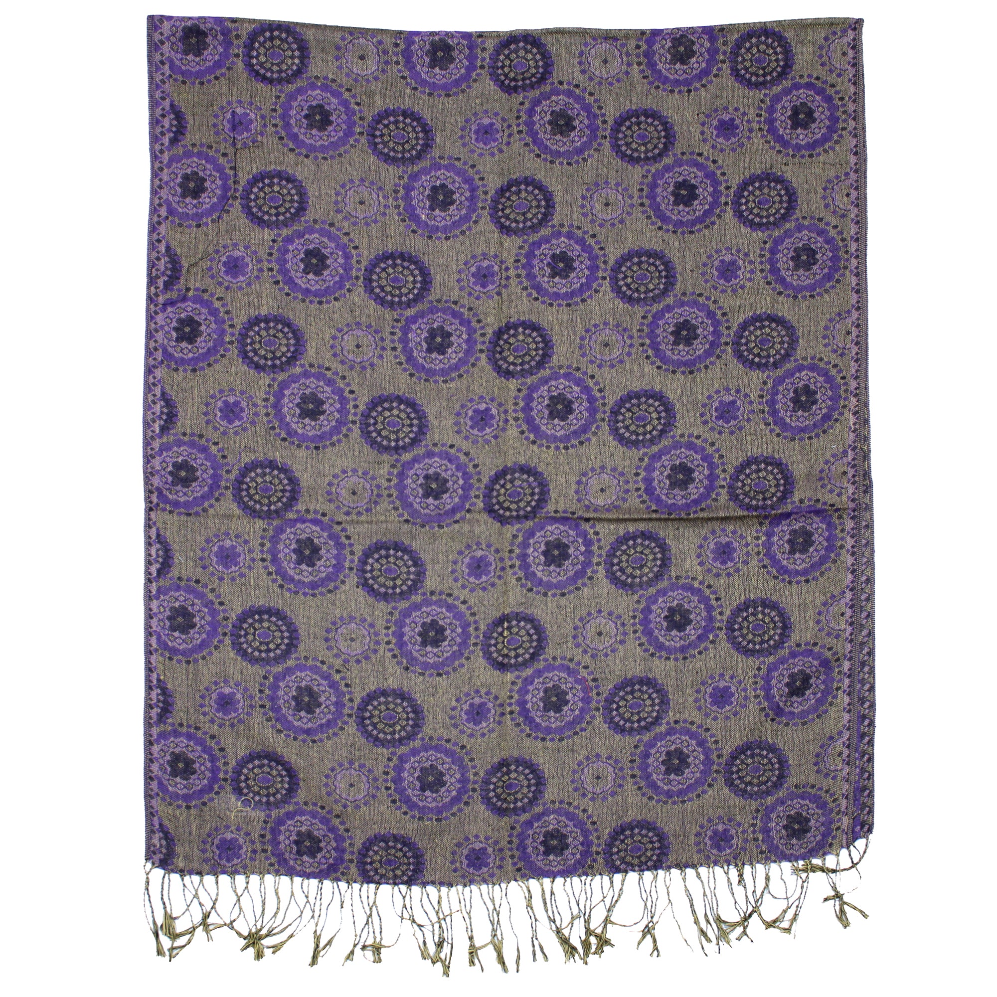 Reversible Concentric Circle Print Pashmina with Tassels
