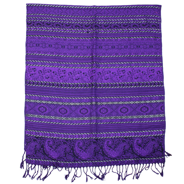 Black & Purple Floral, Striped & Paisley Print Pashmina