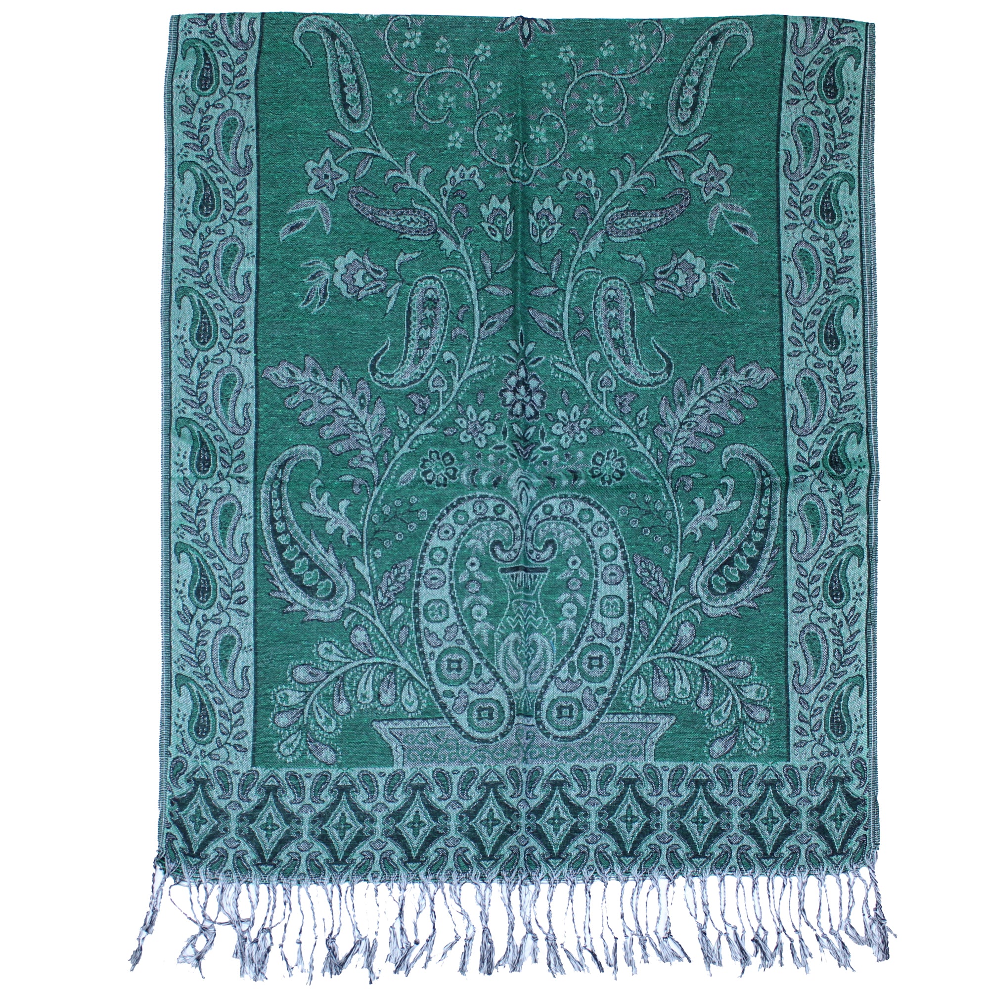 Turquoise Paisley Printed Pashmina