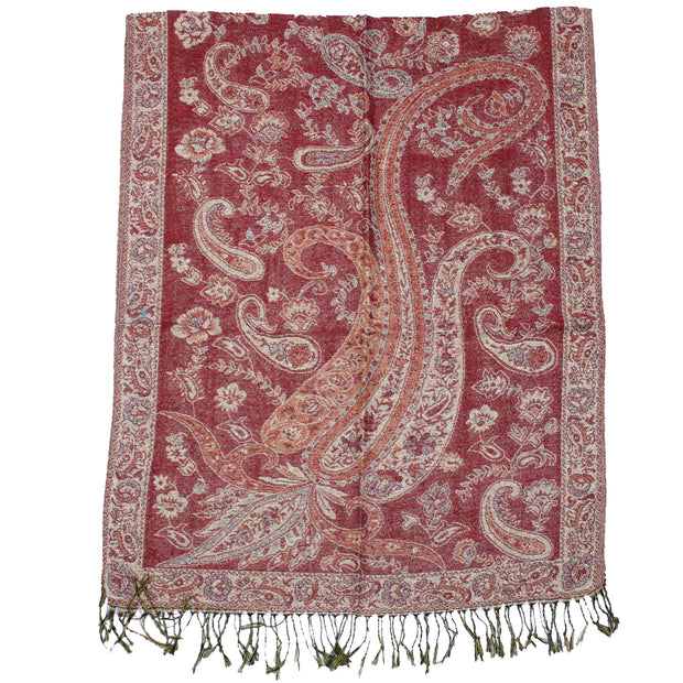 Reversible Paisley Print with Inverted Colours Pashmina with Tassels