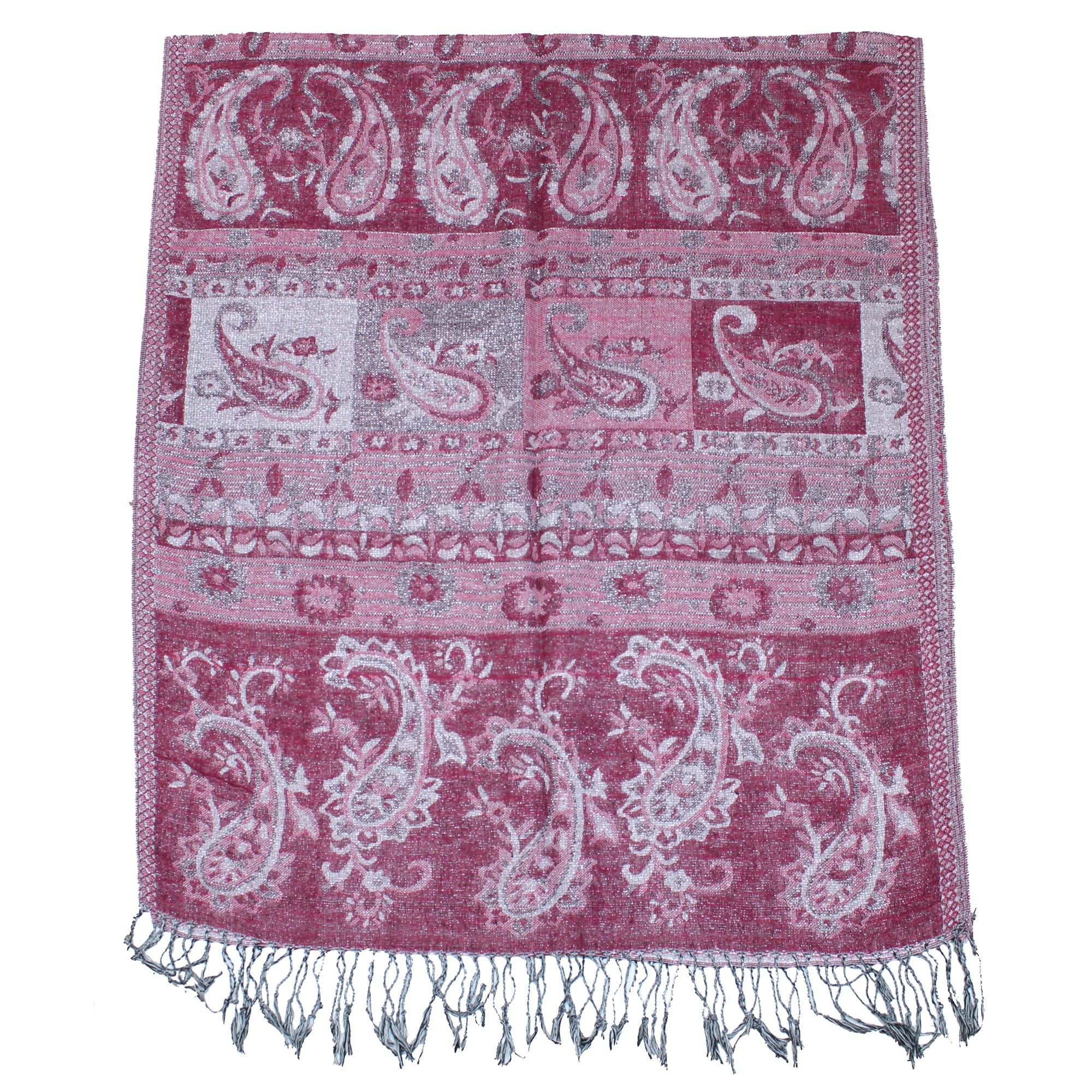Inverted Paisley Printed Pashmina with Tassels