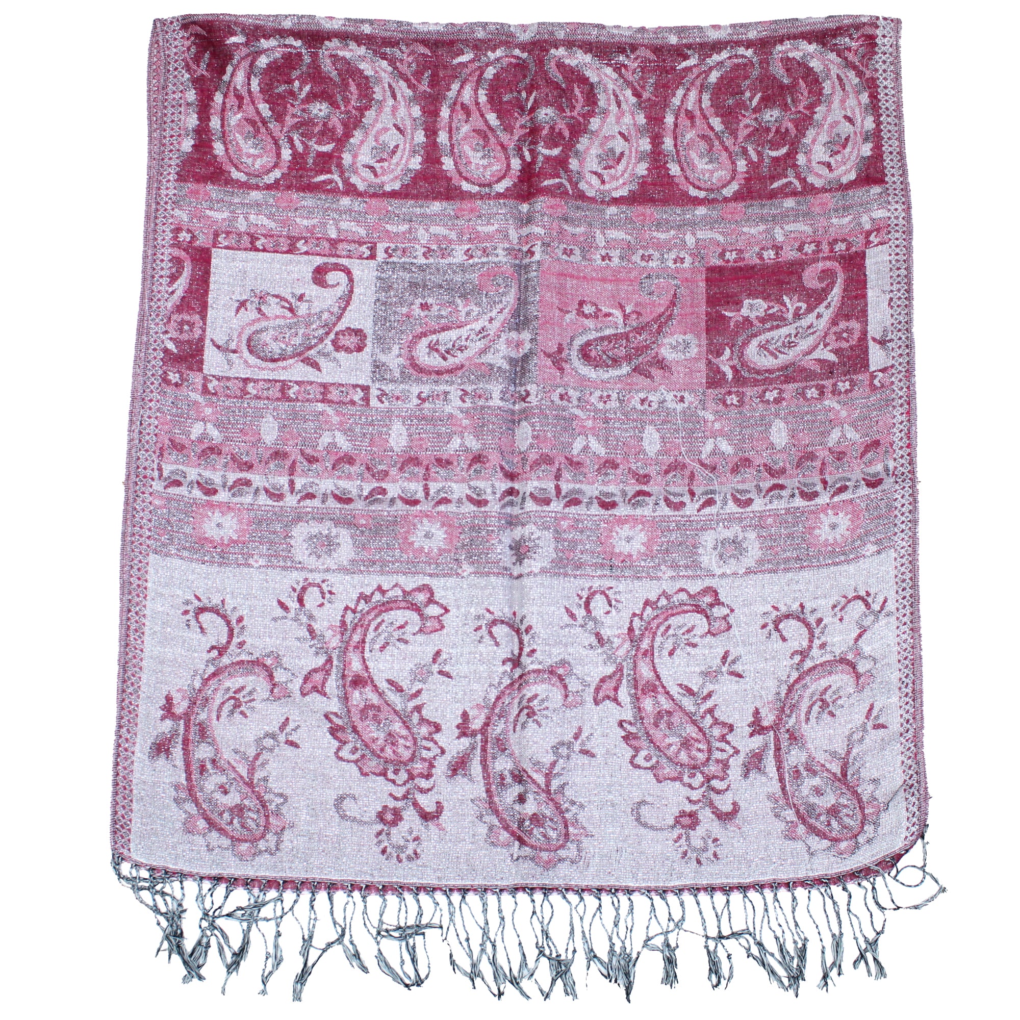 Inverted Paisley Printed Pashmina with Tassels