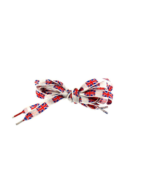 Pair of White Shoelaces with Union Jack Print