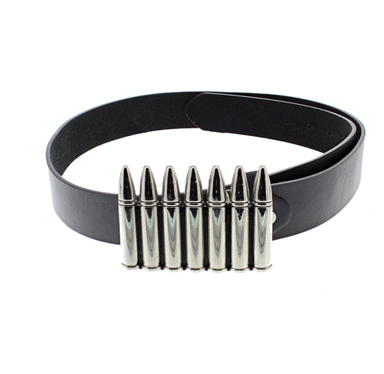 Black PU Belt with Bullet Buckle