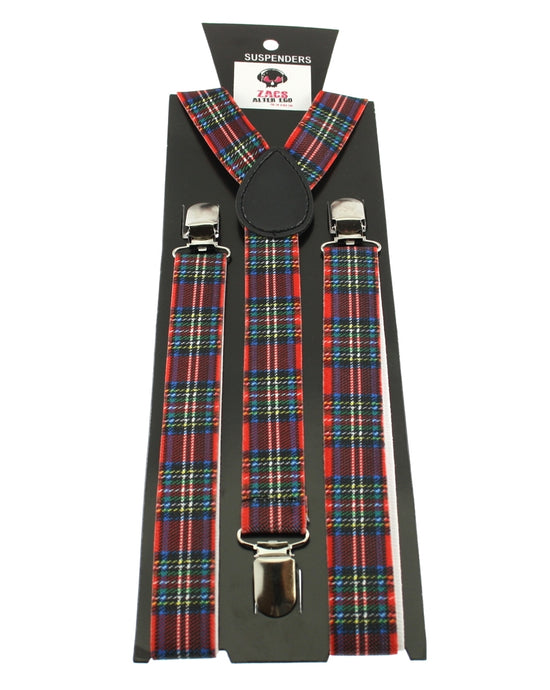 25mm Red Tartan Print Braces