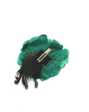 Large Buttercups Hair Flower with Feather & Net on Clip