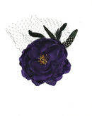 Large Buttercups Hair Flower with Feather & Net on Clip