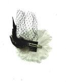 Large Buttercups Hair Flower with Feather & Net on Clip