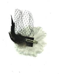Large Buttercups Hair Flower with Feather & Net on Clip