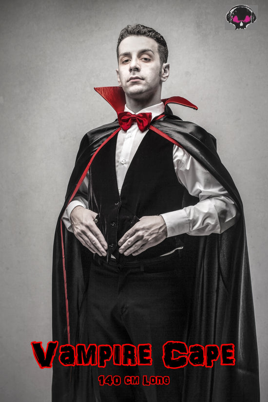 Adult Black Vampire Cape with Red Neckline