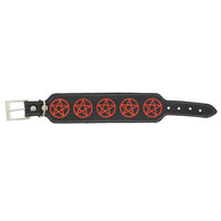PU Bracelet with Printed Red Pentagrams