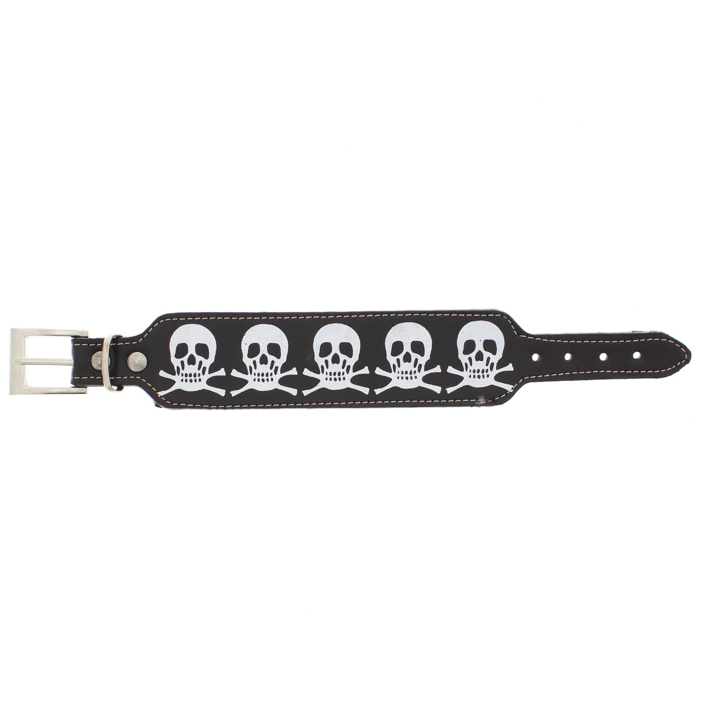 PU Buckle Bracelet with Skull & Crossbones