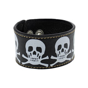 Black PU Bracelet with Skull & Crossbones