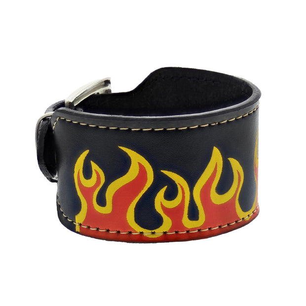 Black PU Bracelet with Flames