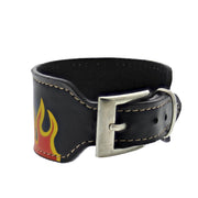 Black PU Bracelet with Flames