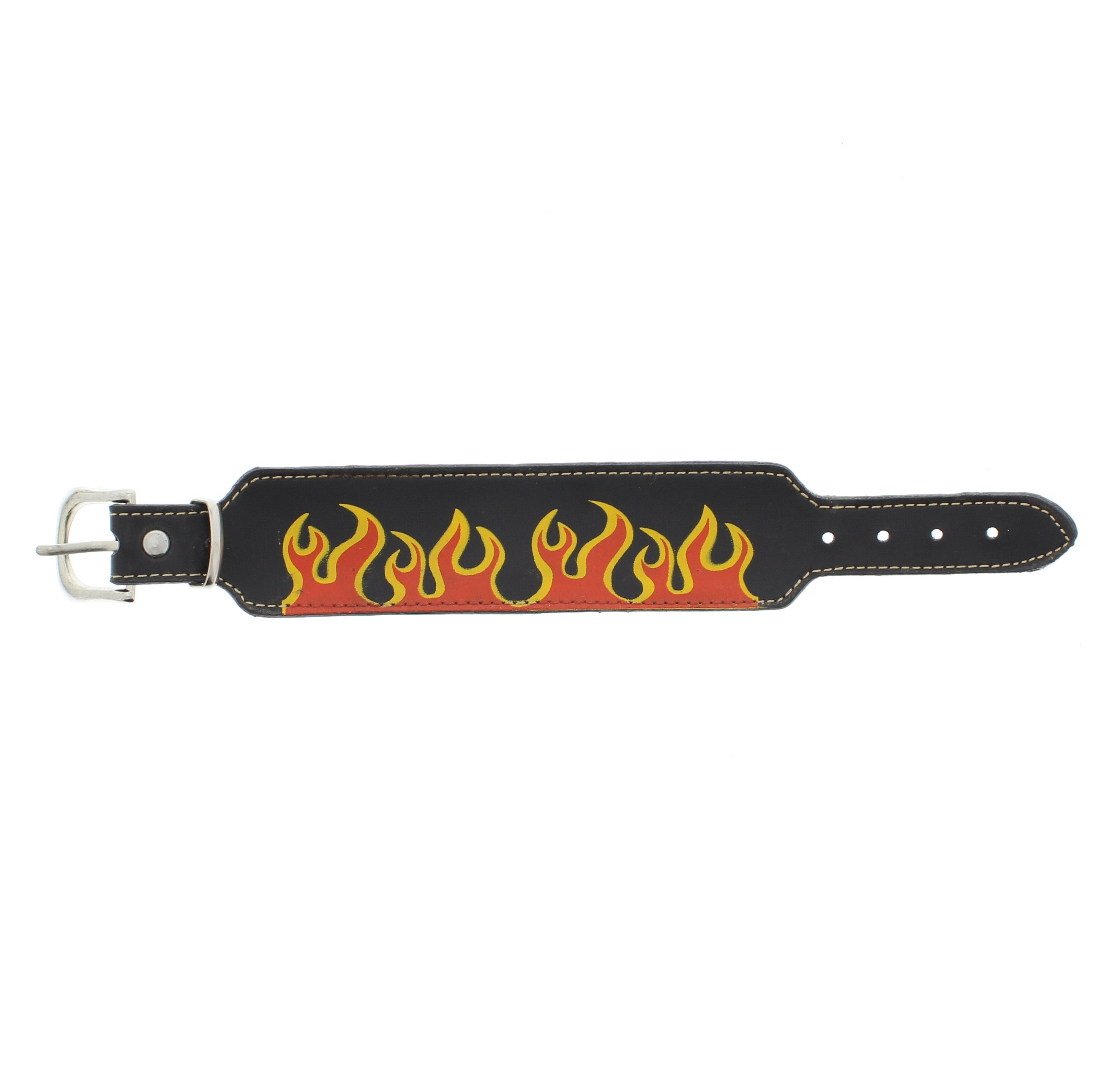 Black PU Bracelet with Flames