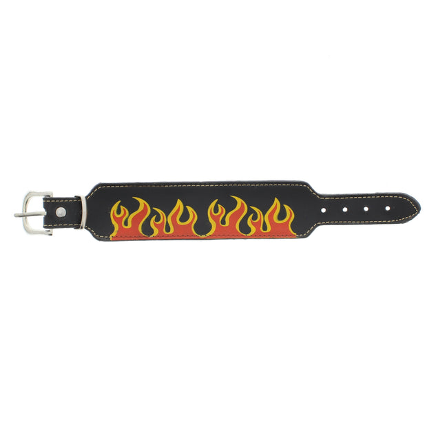 Black PU Bracelet with Flames