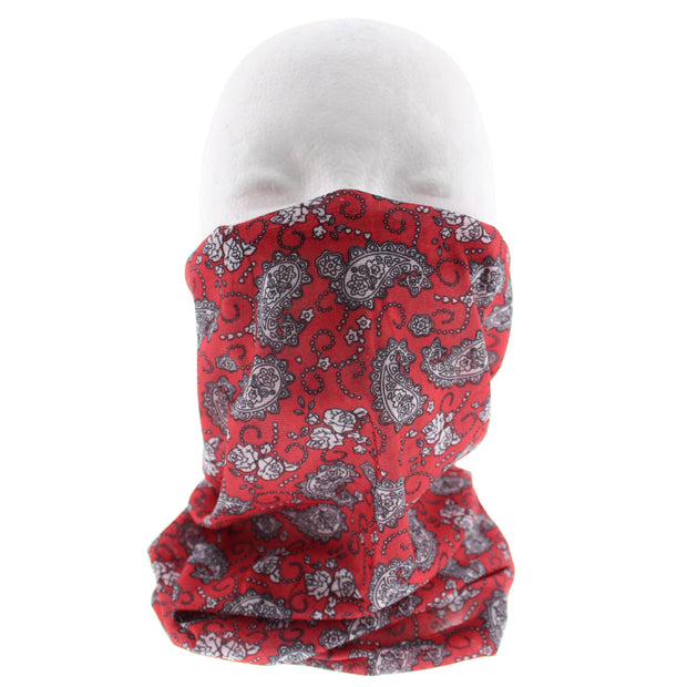Retro Red Paisley Print Face Covering/ Gaiter/ Snood