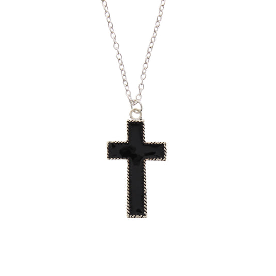 Black Cross Chain Necklace