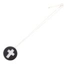 Silver Necklace With Black & White Disc Cross Pendant