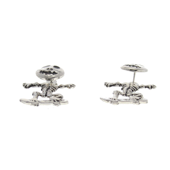 Crazy Skeleton on Skateboard Stud Earrings