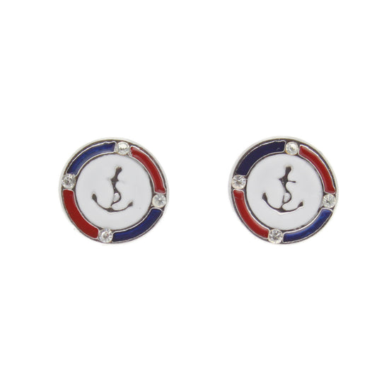 Round Anchor Stud Earrings