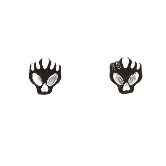 Flaming Skull Stud Earrings