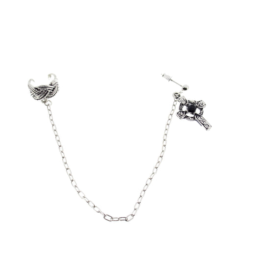 Celtic Cross Ear Cuff with Silver Chain