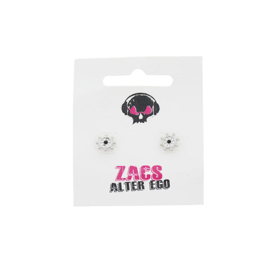 Silver Anchor Wheel Stud Earrings
