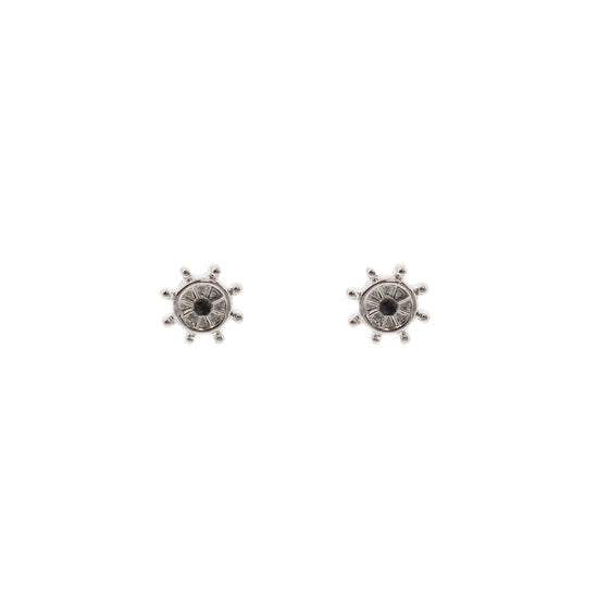 Silver Anchor Wheel Stud Earrings