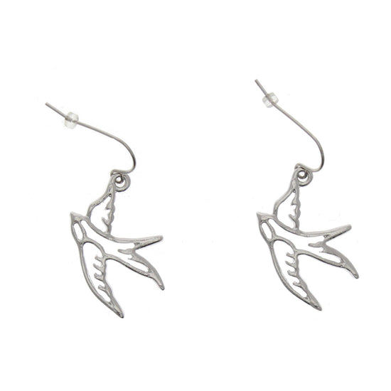 Hollow Silver Swallow Earrings