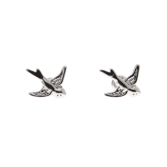 Silver Swallow Stud Earrings