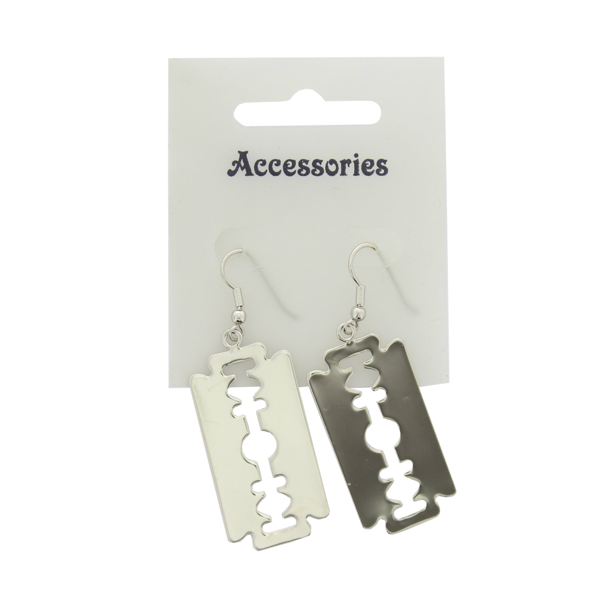 Metal Razor Blade Dangle Earrings