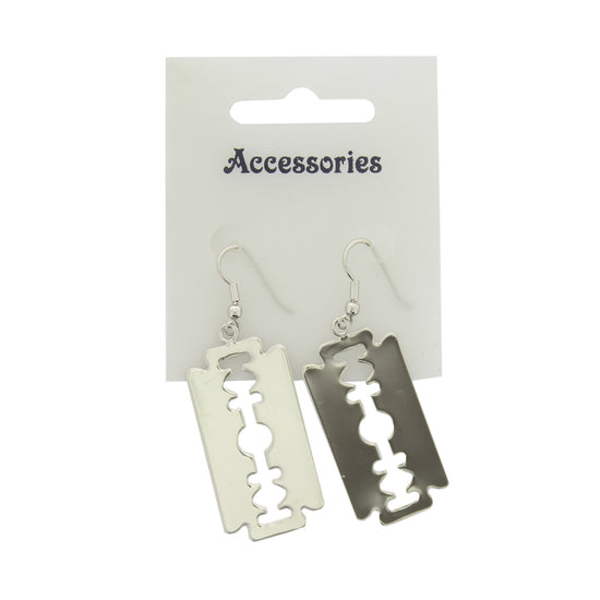 Metal Razor Blade Dangle Earrings