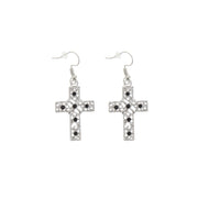 Crystal Stone Cross Earrings