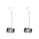 Black & Red Cassette Chain Drop Earrings