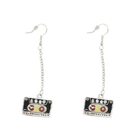 Black & Red Cassette Chain Drop Earrings