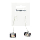 Black & Red Cassette Chain Drop Earrings