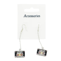 Black & Red Cassette Chain Drop Earrings