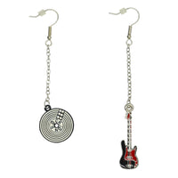 Chain Drop Electric Guitar & Record Earrings