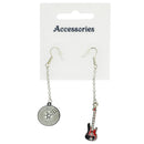 Chain Drop Electric Guitar & Record Earrings