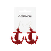 Plastic Anchor Earrings with Chain - 4.5 x 3.9cm