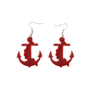 Plastic Anchor Earrings with Chain - 4.5 x 3.9cm