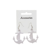 Plastic Anchor Earrings with Chain - 4.5 x 3.9cm